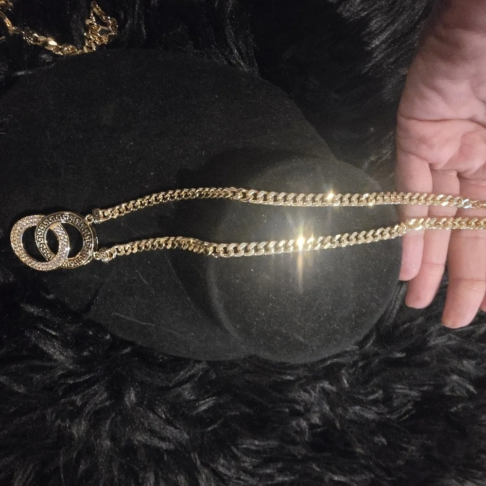 Elegant 21kgp Dubai Jewelry  Gold Necklace and Ring Set